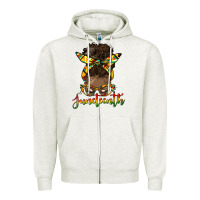Oatmeal Heather juneteenth black woman messy bun Zipper Hoodie - HRA Design Shop