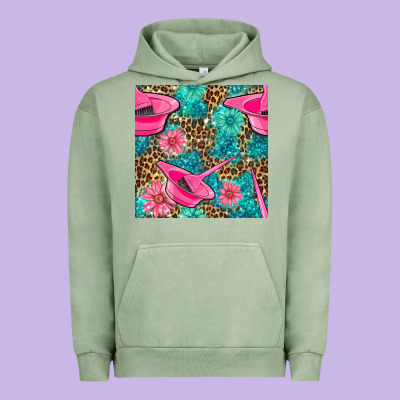 Hairdresser Hair Color Mixing Bowl And Dye Brush With Flowers And Leop Urban Hoodie Designed By Bundleandbundleshop