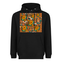 Black sunflower turquoise leopard cowhide horseshoe Heavyweight Hoodie - Artiststas