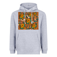 Heather Grey sunflower turquoise leopard cowhide horseshoe Heavyweight Hoodie - Artiststas