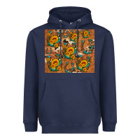 Navy sunflower turquoise leopard cowhide horseshoe Heavyweight Hoodie - Artiststas