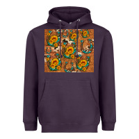 Plum sunflower turquoise leopard cowhide horseshoe Heavyweight Hoodie - Artiststas