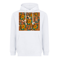 White sunflower turquoise leopard cowhide horseshoe Heavyweight Hoodie - Artiststas