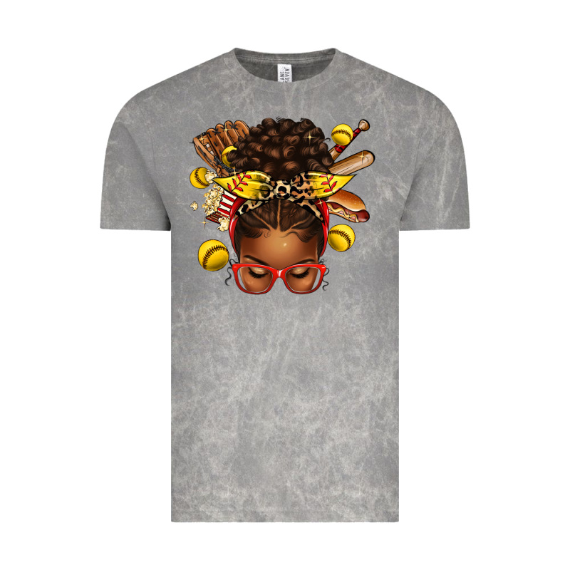 Softball Afro Messy Bun Vintage Tee by texasbilliewilder | Teevron