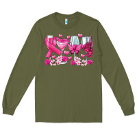 Army Green breast cancer wine glasses Long Sleeve Tee - texasbilliewilder