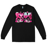 Black breast cancer wine glasses Long Sleeve Tee - texasbilliewilder