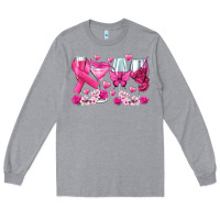 Heather Grey breast cancer wine glasses Long Sleeve Tee - texasbilliewilder