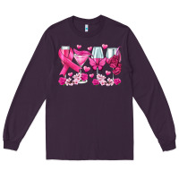 Plum breast cancer wine glasses Long Sleeve Tee - texasbilliewilder