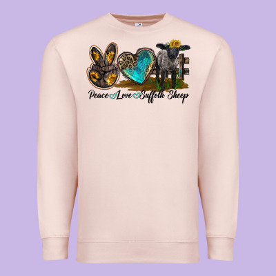 Peace Love Suffolk Sheep Premium Sweatshirt Designed By Lillyallendesigns