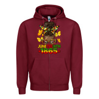 Burgundy juneteenth 1865 afro bun Zipper Hoodie - HRA Design Shop