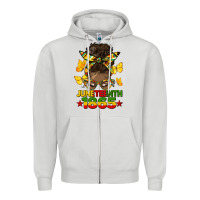 Dove Grey juneteenth 1865 afro bun Zipper Hoodie - HRA Design Shop