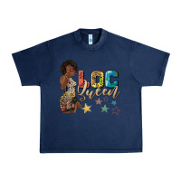 Navy afro woman loc queen Urban Heavy Tee - texasbilliewilder