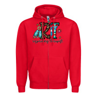 Red rt respiraory therapist Zipper Hoodie - CowhideDigitalArt