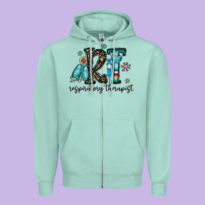 Rt Respiraory Therapist Zipper Hoodie Designed By Cowhidedigitalart