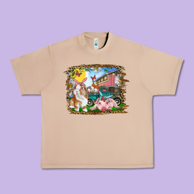 Urban Heavy Tee Easter Farm Bunny And Pig
