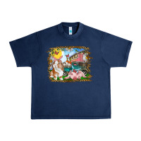 Navy Easter Farm Bunny And Pig Urban Heavy Tee - RanaPortraitStore