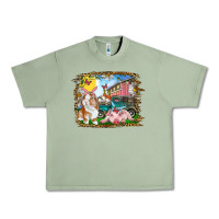 Oil Green Easter Farm Bunny And Pig Urban Heavy Tee - RanaPortraitStore