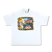 White Easter Farm Bunny And Pig Urban Heavy Tee - RanaPortraitStore