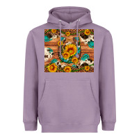 Lavender sunflower gemstone leopard cowhide horseshoe Heavyweight Hoodie - Artiststas