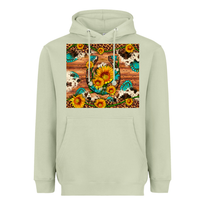 Sunflower Gemstone Leopard Cowhide Horseshoe Heavyweight Hoodie by Artiststas | Teevron