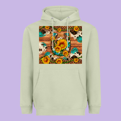 Sunflower Gemstone Leopard Cowhide Horseshoe Heavyweight Hoodie Designed By Artiststas