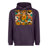 Plum sunflower gemstone leopard cowhide horseshoe Heavyweight Hoodie - Artiststas