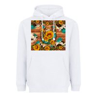 White sunflower gemstone leopard cowhide horseshoe Heavyweight Hoodie - Artiststas