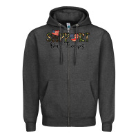 Charcoal Heather support our troops Zipper Hoodie - CowhideDigitalArt