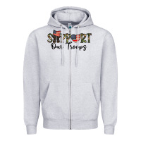 Heather Grey support our troops Zipper Hoodie - CowhideDigitalArt