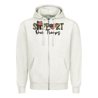 Oatmeal Heather support our troops Zipper Hoodie - CowhideDigitalArt