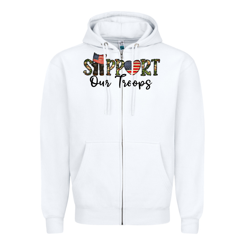 Support Our Troops Zipper Hoodie by CowhideDigitalArt | Teevron