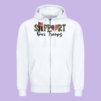 Support Our Troops Zipper Hoodie Designed By Cowhidedigitalart