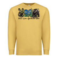 Antique Gold Peace Love Spectacled Bear Premium Sweatshirt - LillyAllenDesigns
