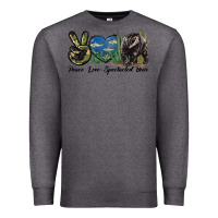 Charcoal Heather Peace Love Spectacled Bear Premium Sweatshirt - LillyAllenDesigns