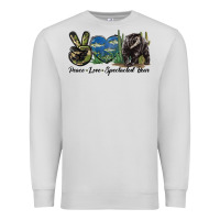 Dove Grey Peace Love Spectacled Bear Premium Sweatshirt - LillyAllenDesigns