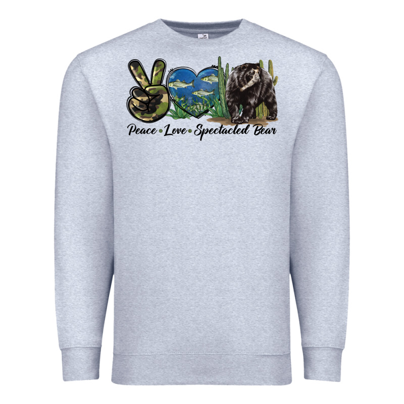 Peace Love Spectacled Bear Premium Sweatshirt by LillyAllenDesigns | Teevron