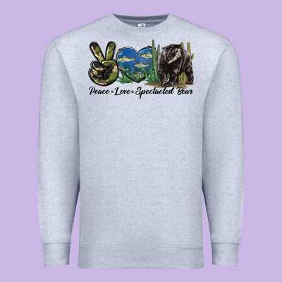 Peace Love Spectacled Bear Premium Sweatshirt Designed By Lillyallendesigns