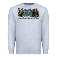 Heather Grey Peace Love Spectacled Bear Premium Sweatshirt - LillyAllenDesigns