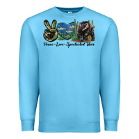Ocean Blue Peace Love Spectacled Bear Premium Sweatshirt - LillyAllenDesigns