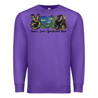 Purple Peace Love Spectacled Bear Premium Sweatshirt - LillyAllenDesigns