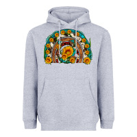 Heather Grey sunflower gemstone leopard cowhide horseshoe rainbow Heavyweight Hoodie - Artiststas
