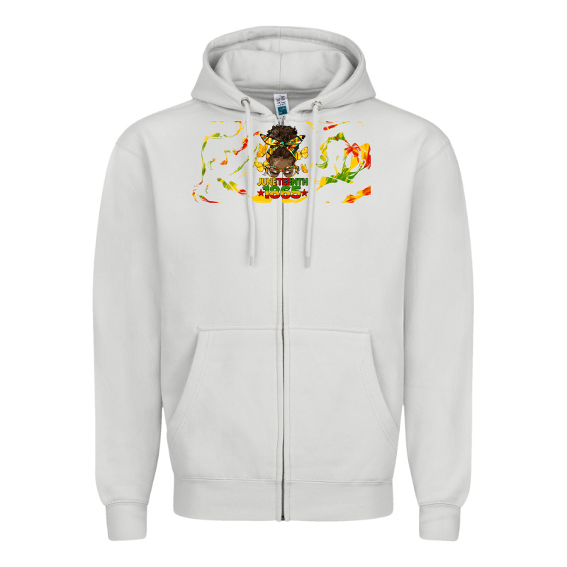 Juneteenth Afro Messy Bun Libbey Glass Zipper Hoodie by HRA Design Shop | Teevron