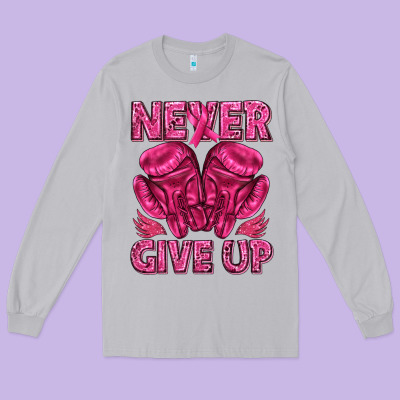 Never Give Up Cancer Long Sleeve Tee Designed By Texasbilliewilder