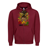 Burgundy free ish since 1865 afro messy bun Zipper Hoodie - HRA Design Shop