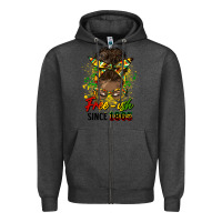 Charcoal Heather free ish since 1865 afro messy bun Zipper Hoodie - HRA Design Shop