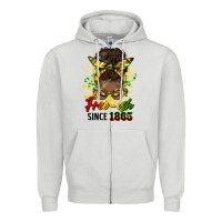 Free Ish Since 1865 Afro Messy Bun Zipper Hoodie | Teevron