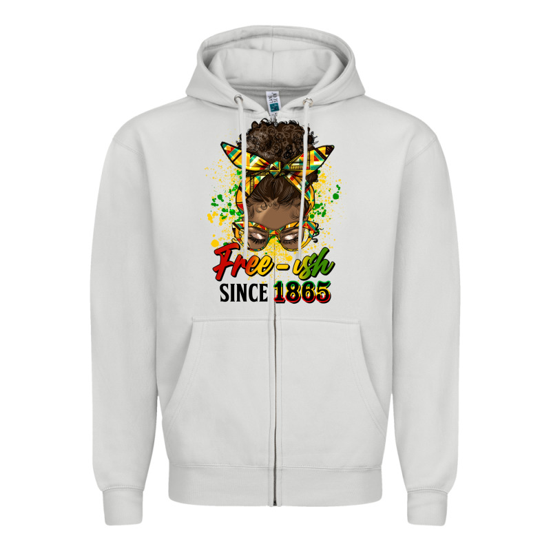 Free Ish Since 1865 Afro Messy Bun Zipper Hoodie by HRA Design Shop | Teevron