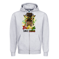 Heather Grey free ish since 1865 afro messy bun Zipper Hoodie - HRA Design Shop