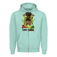 Seafoam free ish since 1865 afro messy bun Zipper Hoodie - HRA Design Shop