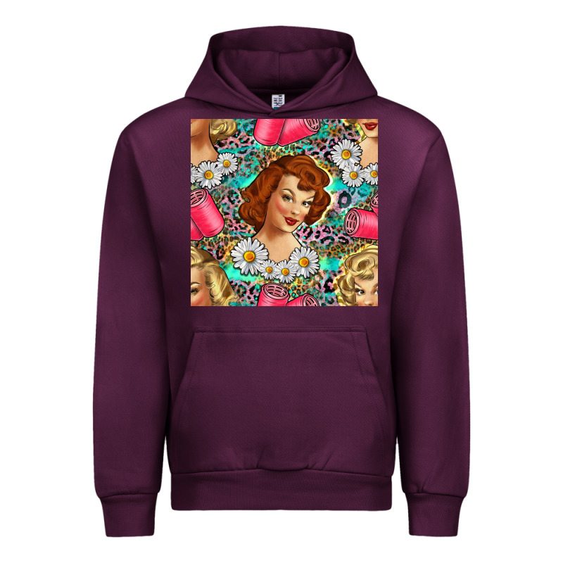 Hairdresser Western Girl And Hair Curler Seamless Pattern Bbs Urban Hoodie by BundleAndBundleShop | Teevron